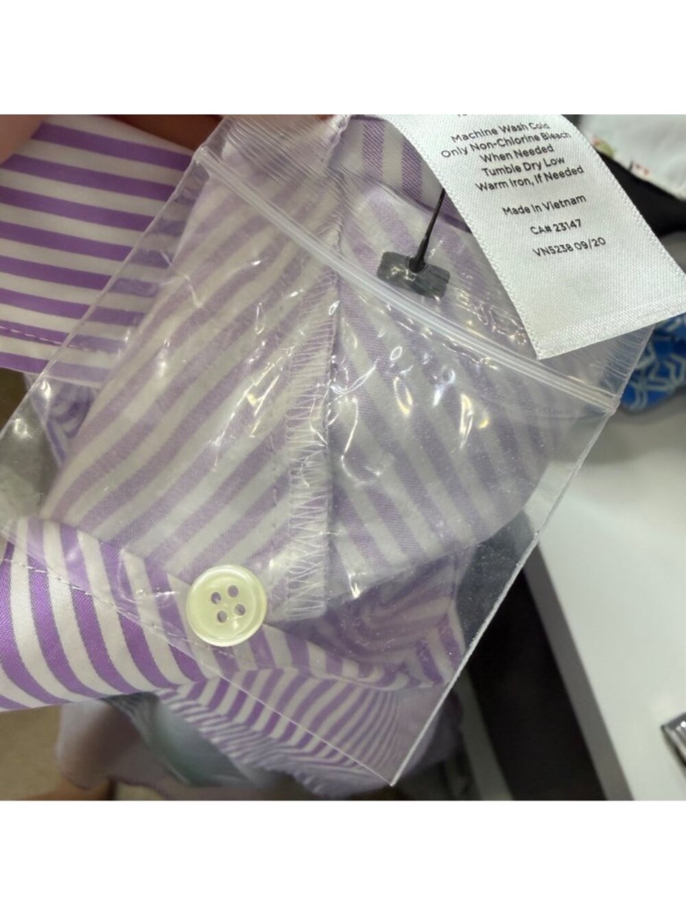 TALBOTS cotton stripe shirt dress in purple & white size 10 - Picture 10 of 10